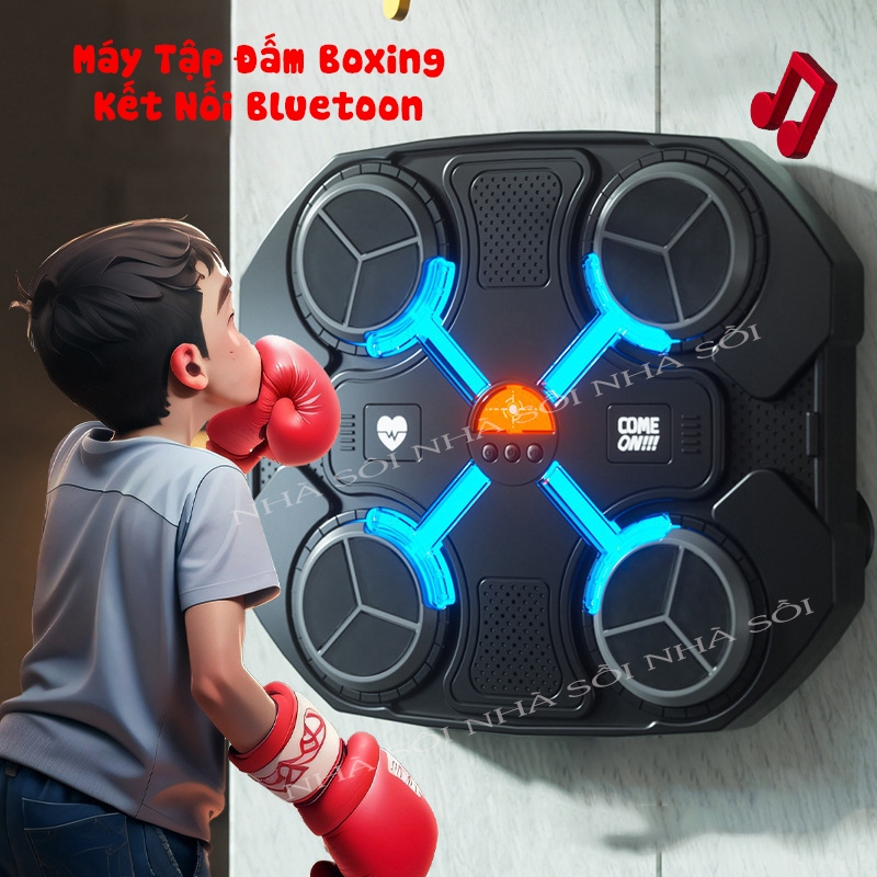 Máy tập đấm bốc theo nhạc Music Boxing hỗ trợ kết nối Bluetooth, Tập luyện Boxing tại nhà, đèn định 