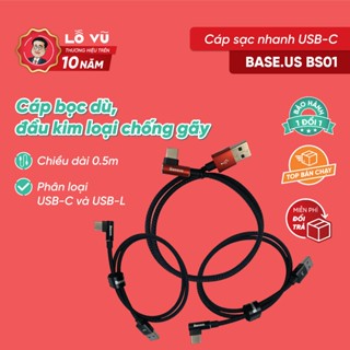 Cáp Sạc Nhanh Base.us Bọc Dù BS01, Chiều Dài 0.5m, Đầu USB
