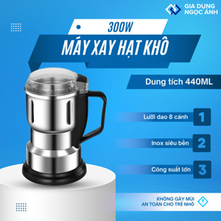 Máy xay hạt khô, xay bột, gia vị cà phê đa năng,, chất liệu cối inox, bảo hành 12 tháng