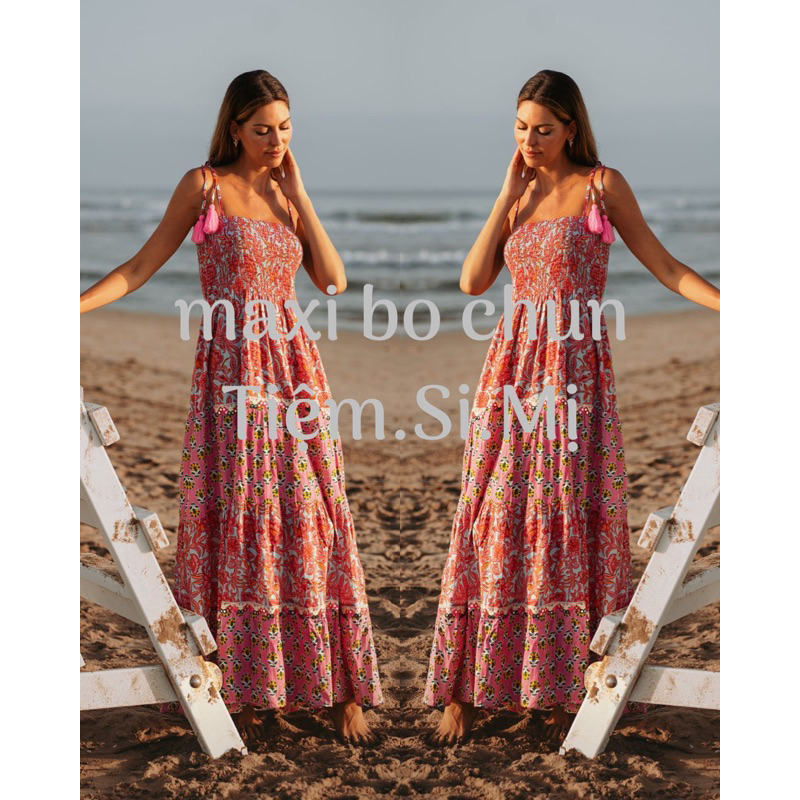 {2hand}{Đầm} Đầm Xô 2 Dây Maxi Tầng