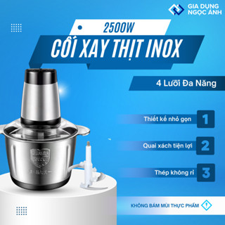Máy xay thịt mini cầm tay Inox 304 4 lưỡi đa năng công suất 2500w