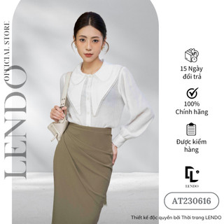 Áo Sơ Mi Xốp Phối Ren Cổ LENDO AT230616
