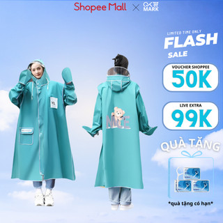 ( Loại 1)  Áo mưa thời trang có khoá kéo tiện lợi hình gấu Nice, Áo mưa đơn toàn thân tiện lợi