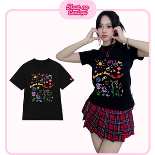 Baby Tee Áo Thun Nữ Form Vừa Local Brand TNC Phông Cotton Đen Girl Phố Cute Bigsize Xinh Xịn Hot In Hình Hoa ControlLess