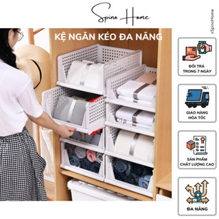 Kệ để đồ đa năng gấp gọn, Kệ nhựa ngăn kéo phân chia tủ quần áo, Khay đựng quần áo đồ dùng đa năng