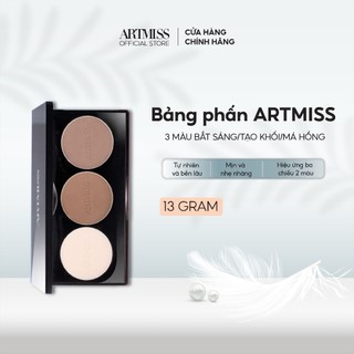 Bảng phấn ARTMISS 3 màu bắt sáng/tạo khối/má hồng 13g