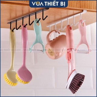 Giá treo đồ gắn dưới tủ bếp 6 móc Thanh móc treo quần áo đồ dùng sau cửa gài cửa tiện lợi