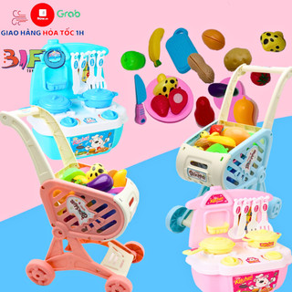 Đồ chơi xe đẩy mua sắm siêu thị mini loại nhựa cao cấp, độc đáo vui nhộn cho bé đồ chơi nấu ăn nhà bếp mô phỏng