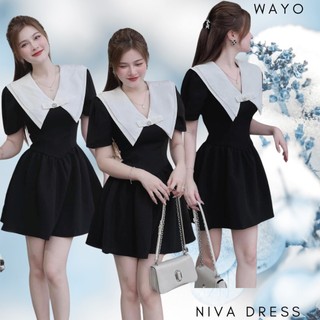 [Niva Dress] Đầm WAYO thiết kế cổ sen nơ đá xinh đẹp dự tiệc sang trọng