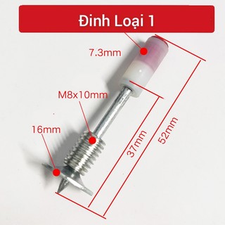 Đinh hạt nổ kích thước 7,5mm, Đinh kết hợp xoắn đai ốc M8, Ứng dụng tháo lắp thiết bị dễ dàng