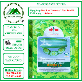 Hạt giống dưa leo lai f1 hunter 1.0 - hai mũi tên đỏ - gói 10gr - nhà nông xanh