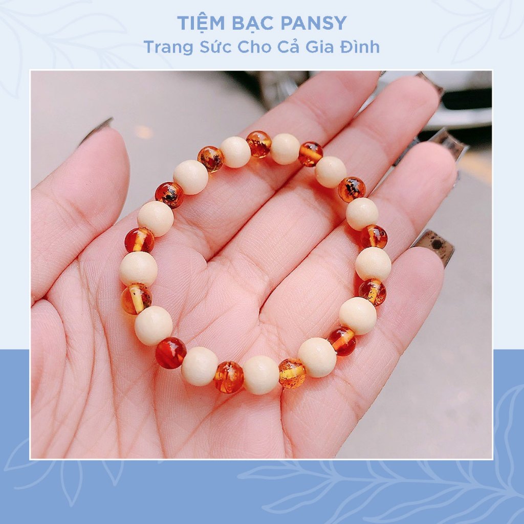 Vòng dâu tằm mix hạt hổ Phách Amber tự nhiên cho bé ngủ ngon, bình an sức khoẻ - TIỆM BẠC PANSY