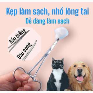 Kẹp, Dụng cụ thẳng, cong nhổ lông tai vệ sinh cho chó mèo thú cưng