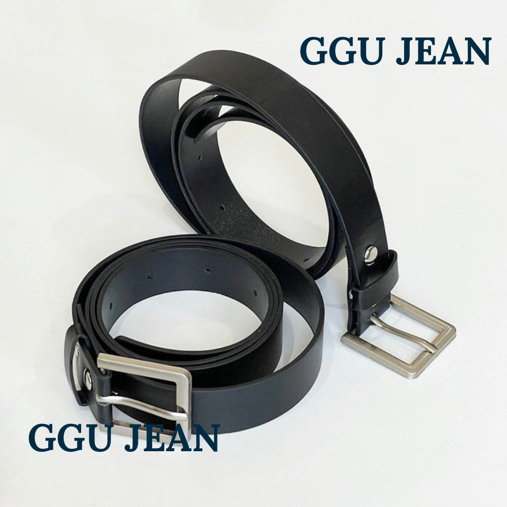 Thắt lưng da [GGU JEAN] dây lưng đen basic