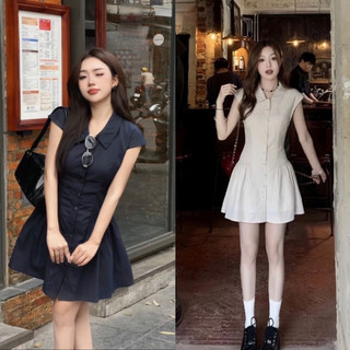 Váy tay hến cúc dọc siêu đáng yêu, thanh lịch, ngọt ngào cho nàng