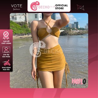 [HCM] Bikini GECKO 2 Mảnh Quần Váy Rút Kín Đáo 2M02-A (Ảnh Thật, Nhiều Màu)