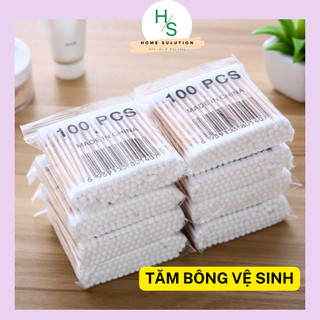 Bông tăm 100 pcs tiệt trùng cán gỗ
