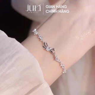 Lắc tay nơ bạc JULI đính Kim Cương cao cấp cá tính trang sức nữ cao cấp đến từ Châu Âu | LT950 JULI