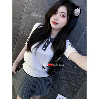 Áo len thom cộc tay thêu cún L1 [ Sẵn ship ]