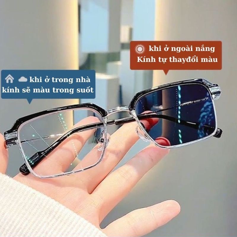 Mắt Kính Mát Ladoll Nửa Gọng Kim Loại Chống Ánh Sáng Xanh Phong Cách Retro Thời Trang Cho Nam K02