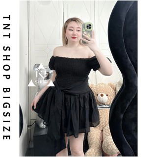 ĐẦM BIGSIZE NHÚN CHỈ THÂN THẮT NƠ [TNT SHOP BIGSIZE 60KG 90KG]