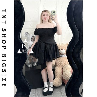 ĐẦM BIGSIZE NHÚN CHỈ THÂN THẮT NƠ [TNT SHOP BIGSIZE 60KG 90KG]