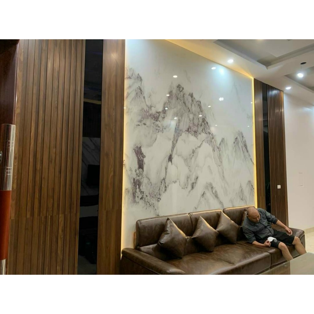 Tấm PVC giả đá vân mây - tấm nhựa ốp tường PVC, tấm ốp than tre kho HN, HCM