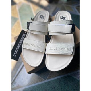 Dép quai ngang Birken đế trấu nam nữ Unisex Eleven Orignial - Màu Đen và màu Be