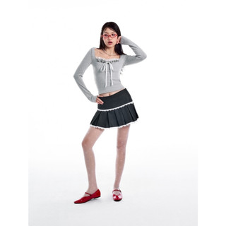 Aó thun tay dài EAGER phối bèo cột nơ ruy băng