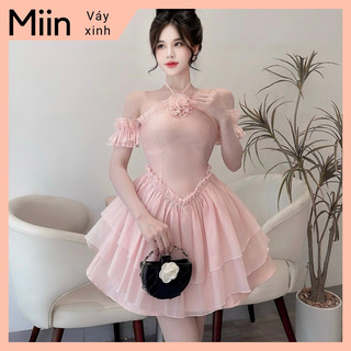 Váy xốp cổ yếm xòe 2 tầng