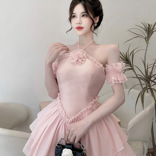 Váy xốp cổ yếm xòe 2 tầng