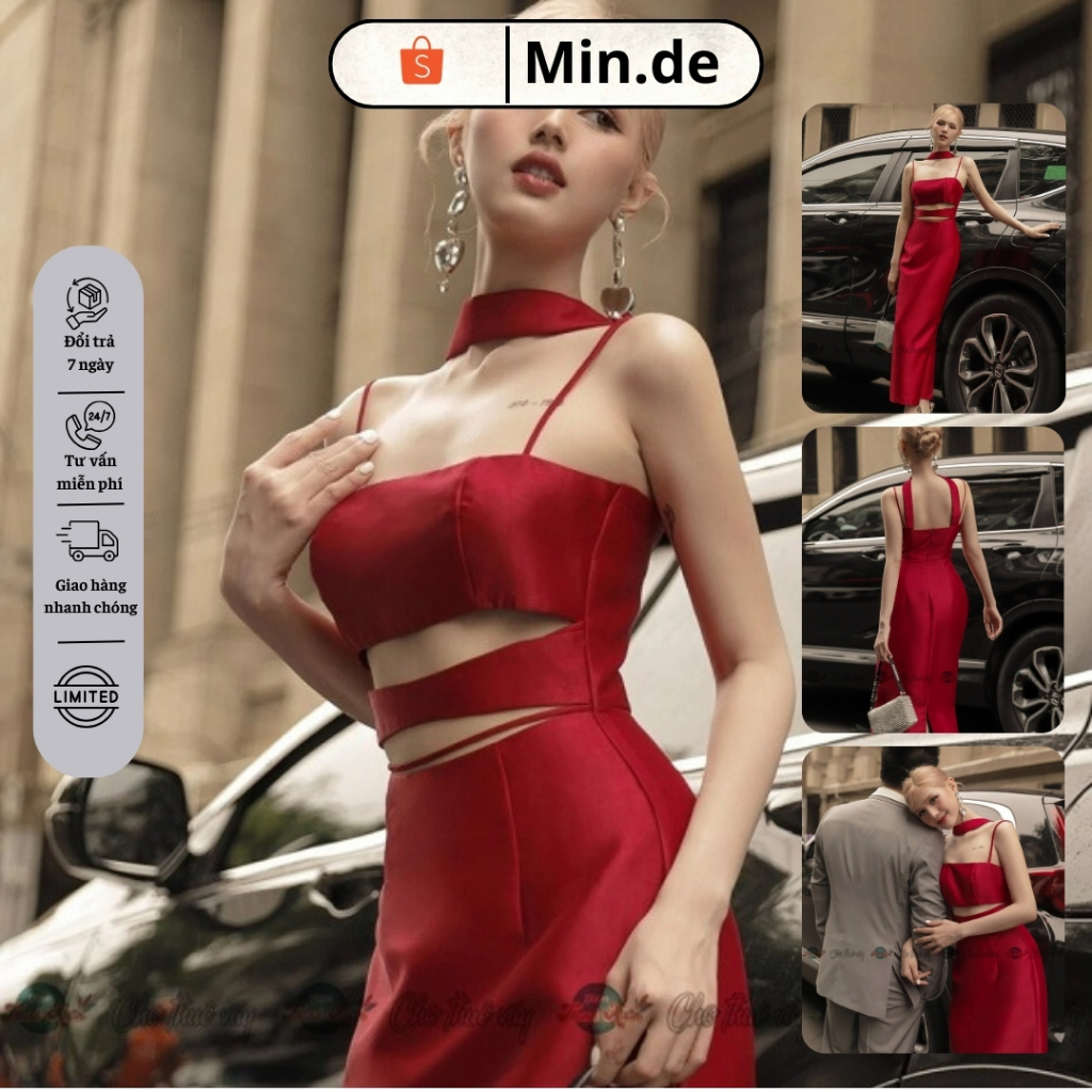 Đầm Midi Hai Dây Cut-Out Thiết Kế Chính Hãng RECHIC - RECHIC-01