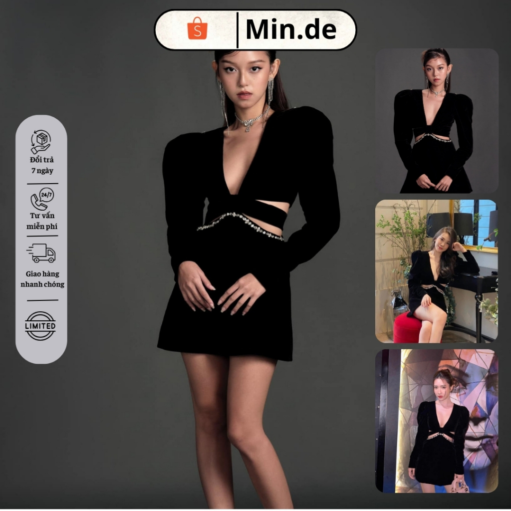 Đầm Ngắn Tay Dài Cut-Out Thiết Kế Chính Hãng RÉNEE - RENEE-01