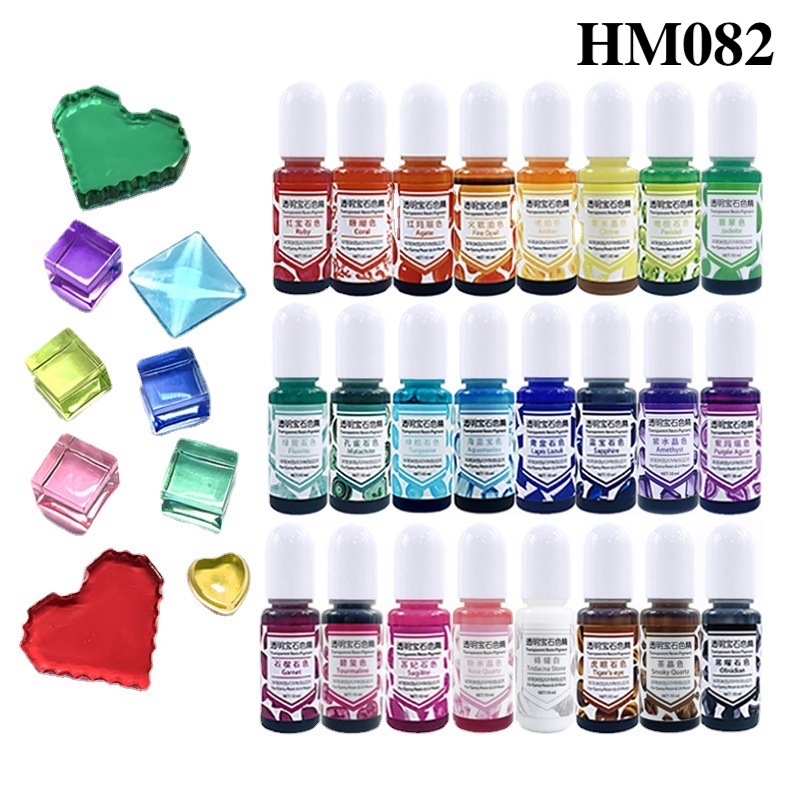 Màu trong suốt pha Resin - Bộ 24 màu trong suốt dùng tạo màu trang sức Resin chuẩn DIY - HM082
