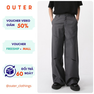 Quần Trousers Pants Out.3r S17, Ống Rộng, Cạp Cao, Thiết Kế Cắt Gấu Độc Đáo, Form Unisex, Wide Leg