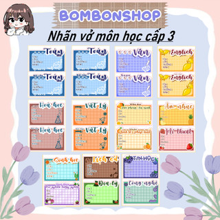 (MỚI 2024) Nhãn vở môn học, nhãn dán tập dành cho học sinh cấp 2 cấp 3 ( Đọc kỹ mô tả)