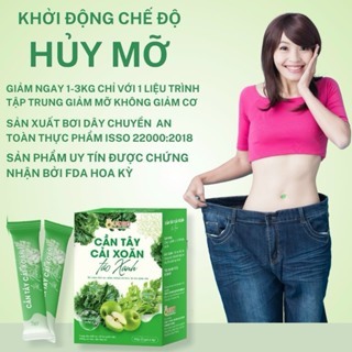 Nước Uống Bột Detox Cần Tây Cải Xoăn Táo Xanh Đẹp Da Giảm Mụn (Hộp 15 Gói)