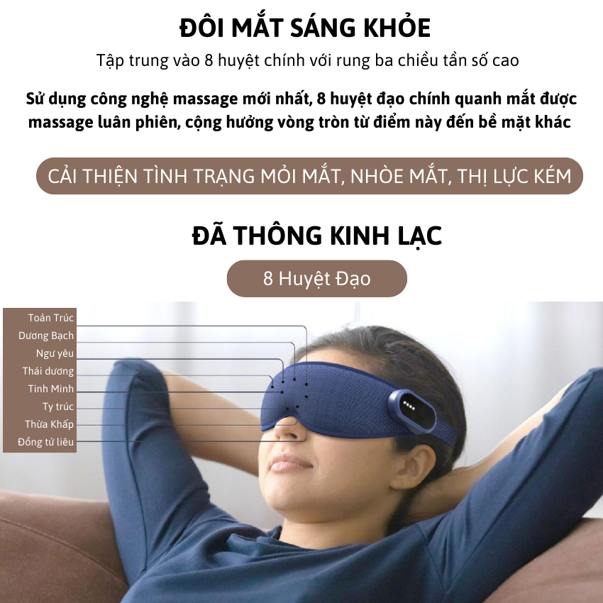 Máy Mát Xa Giảm Mỏi Mắt  Mắt Joou E23 Chế Độ Chườm Ấm Chườm Lạnh Thư Giãn Mắt Giảm Mỏi Sau 10 Phút