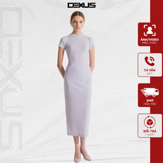 Set bộ nữ DX DEXUS áo phông cộc tay ôm body, chân váy bút chì dáng dài màu tím pastel LANCY SET_DXA150136+DXCV150034
