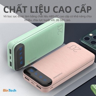 Sạc Dự Phòng WP163-161 20000mAh,PKBA Pin Tích Điện Thiết Kế Nhỏ Gọn Đèn Led Hiển Thị Phần Trăm Pin Kèm Cáp Sạc BANGGE