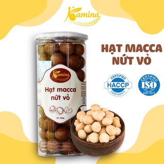 Hạt macca nứt vỏ Đắk Lắk LOẠI 1 size lớn giàu dinh dưỡng kèm khóa tách vỏ, lon pet 500gram - Kamina Store