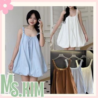 Váy 2 dây babydoll dáng bí xòe phồng cute Đầm nữ dễ thương dáng ngắn chubby trẻ trung ulzzang đi chơi biển 219G MSKIM