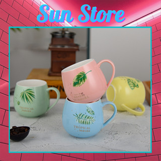 Cốc sứ ly sứ cafe 200ml Hoa Lá 4 Màu dễ thương chất lượng cao, dùng làm quà tặng decor - SunstoreVN