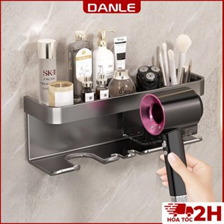 Giá treo máy sấy tóc DANLE để đồ phòng tắm đa năng dán tường, Nhôm hàng không chống gỉ sét, tặng kèm keo dán (DL 0117)