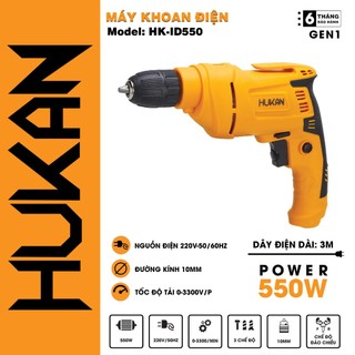 Máy khoan cầm tay HUKAN HK-ID550, 10mm, Công suất 550W, Động cơ Dây đồng nguyên chất