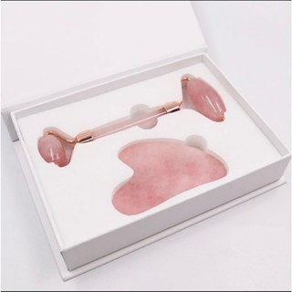 Bộ Đá Guasha Massage Mặt Giảm Nếp Nhăn + Cây Lăn Massage Nâng Cơ Bằng Đá Tự Nhiên- Bộ Đá Guasha Thư Giãn Giảm Mệt Mỏi