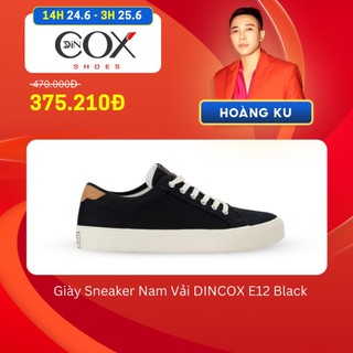 Giày sneaker nam vải dincox e12 black đơn giản thanh lịch