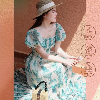Leila closet | đầm maxi thiết kế juny đuôi cá xanh/hồng