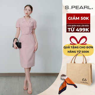 Đầm liền nữ S.PEARL cổ vest dáng bút chì - 24LF3B6898062