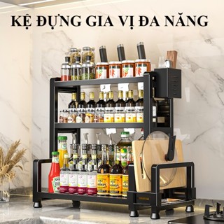 Kệ đựng gia vị HABO Kệ để gia vị nhà bếp đa năng đựng gia vị nấu ăn nhiều tầng kèm ống đũa giá gác thớt tiện lợi